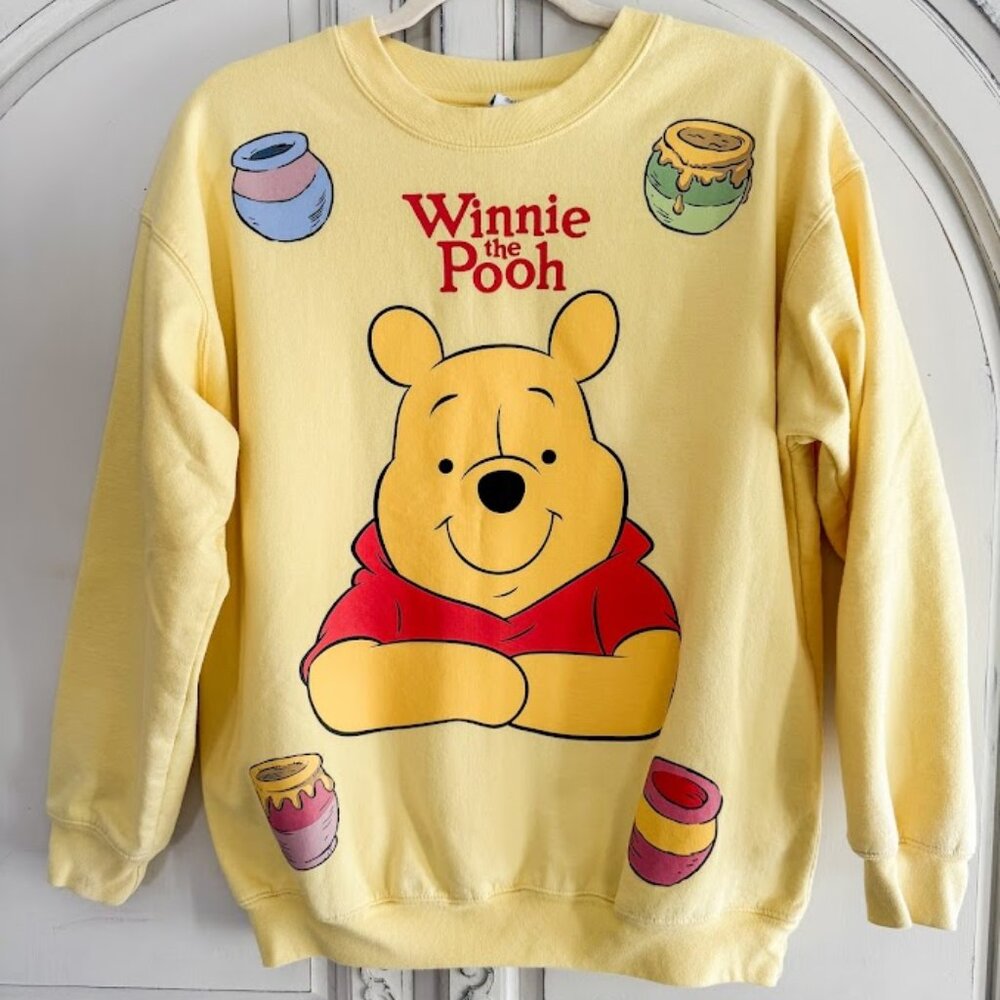 Disney Winnie The Pooh Crew Neck Sweatshirt Yellow Size S Women's